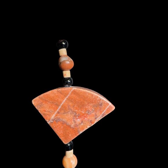 Handmade Red Jasper Black Bead Tribal Necklace Geometric Stone Jewelry Gift - Picture 3 of 9